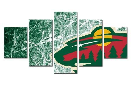 Minnesota Wild NHL Team On Green Ice Rink Canvas Wall Art