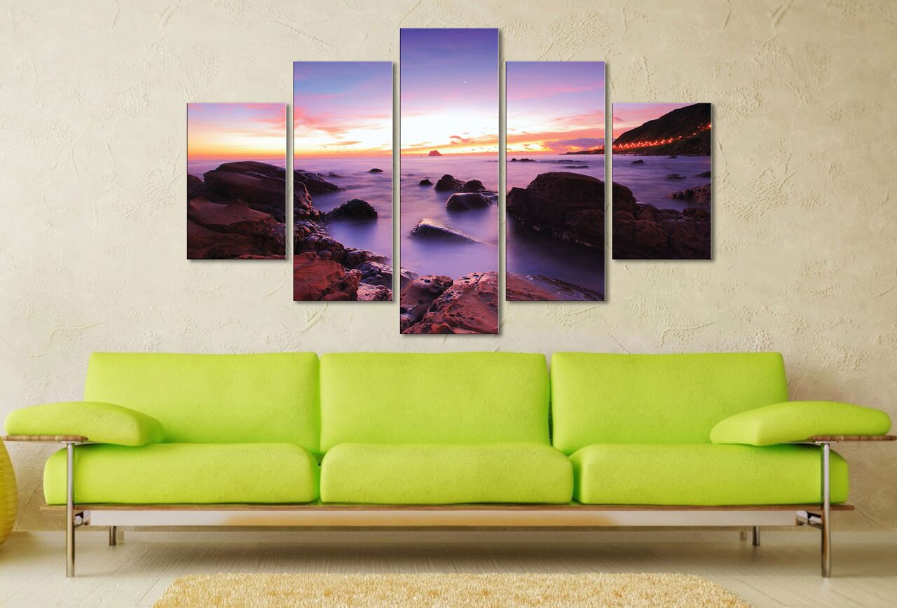 Misty Purple Shores Canvas Wall Art