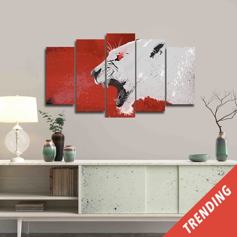 Modern Red Lion Canvas Wall Art