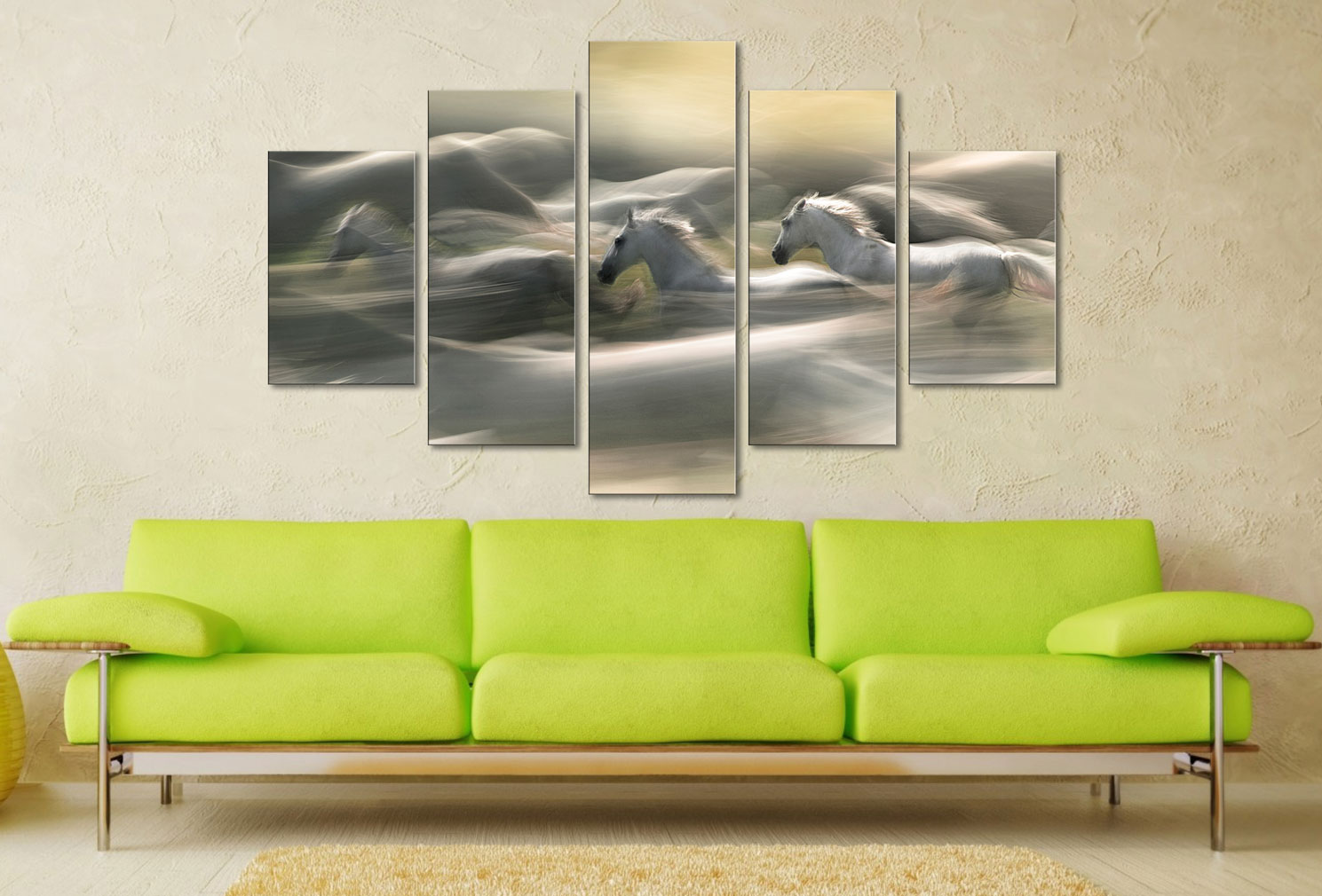 Morning Dream With Running Horses Canvas Wall Art
