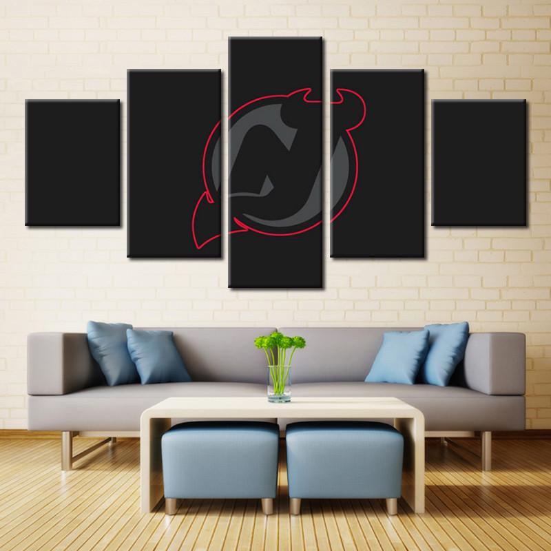 New Jersey Devils Logo Black Canvas Wall Art New Jersey Devils Logo Black Canvas Wall Art