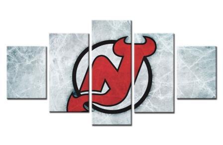 New Jersey Devils Logo Ice Rink Canvas Wall Art