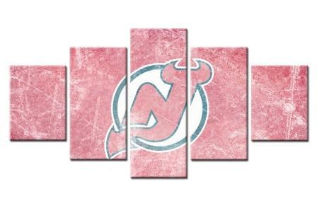 New Jersey Devils Logo Light Red Canvas Wall Art