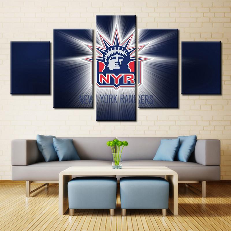 New York Rangers NHL Team Liberty Head Canvas Wall Art