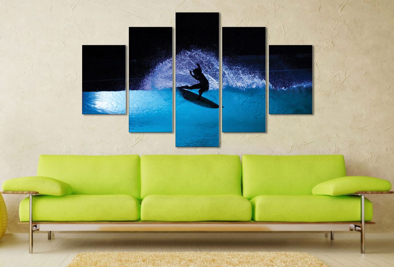 Night Surf Canvas Wall Art Night Surf Canvas Wall Art