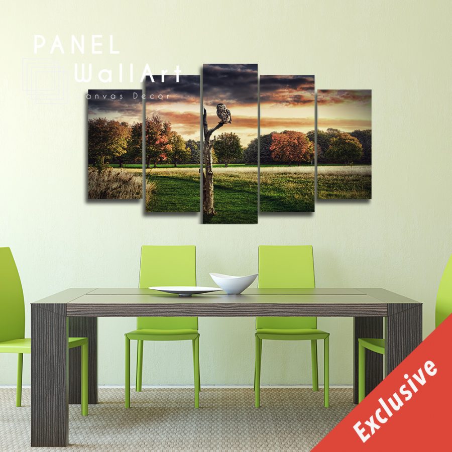 Owl In Garden Canvas Wall Art