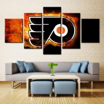 Philadelphia Flyers NHL Team Fire Canvas Wall Art