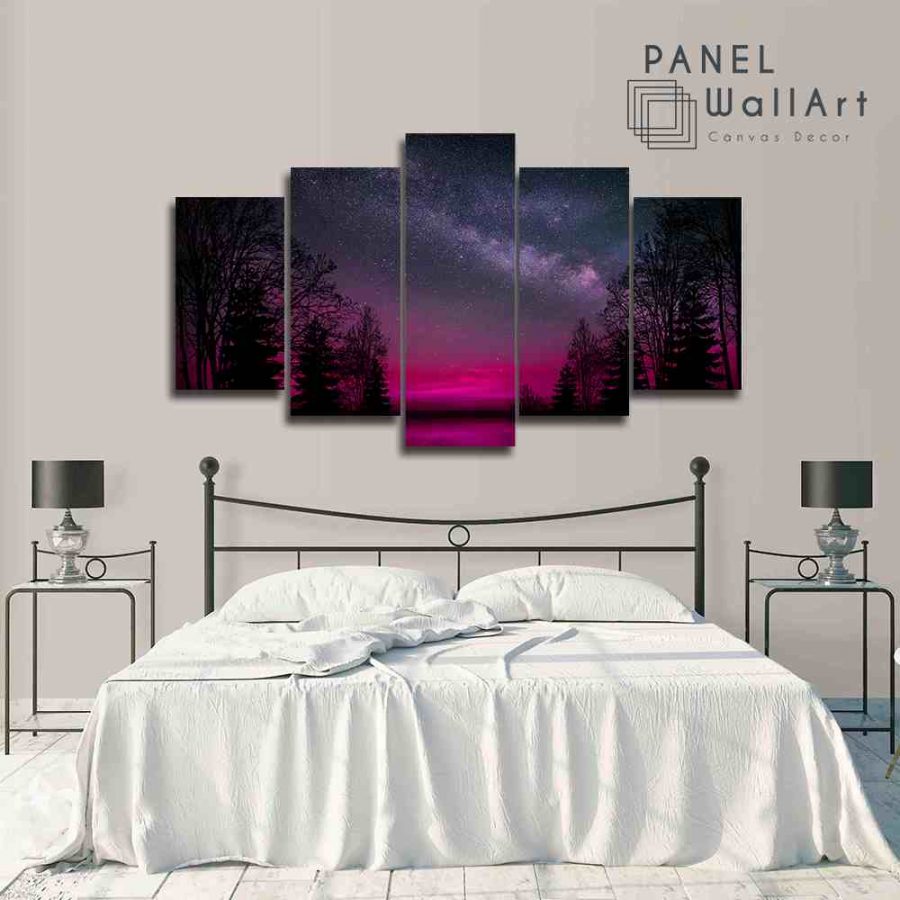 Pink Starry Night And Galaxy Canvas Wall Art