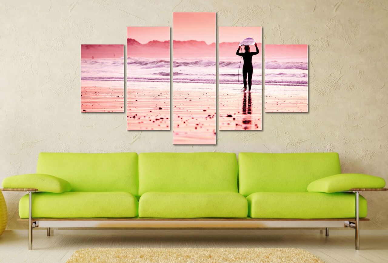 Pink Surfer Canvas Wall Art Pink Surfer Canvas Wall Art
