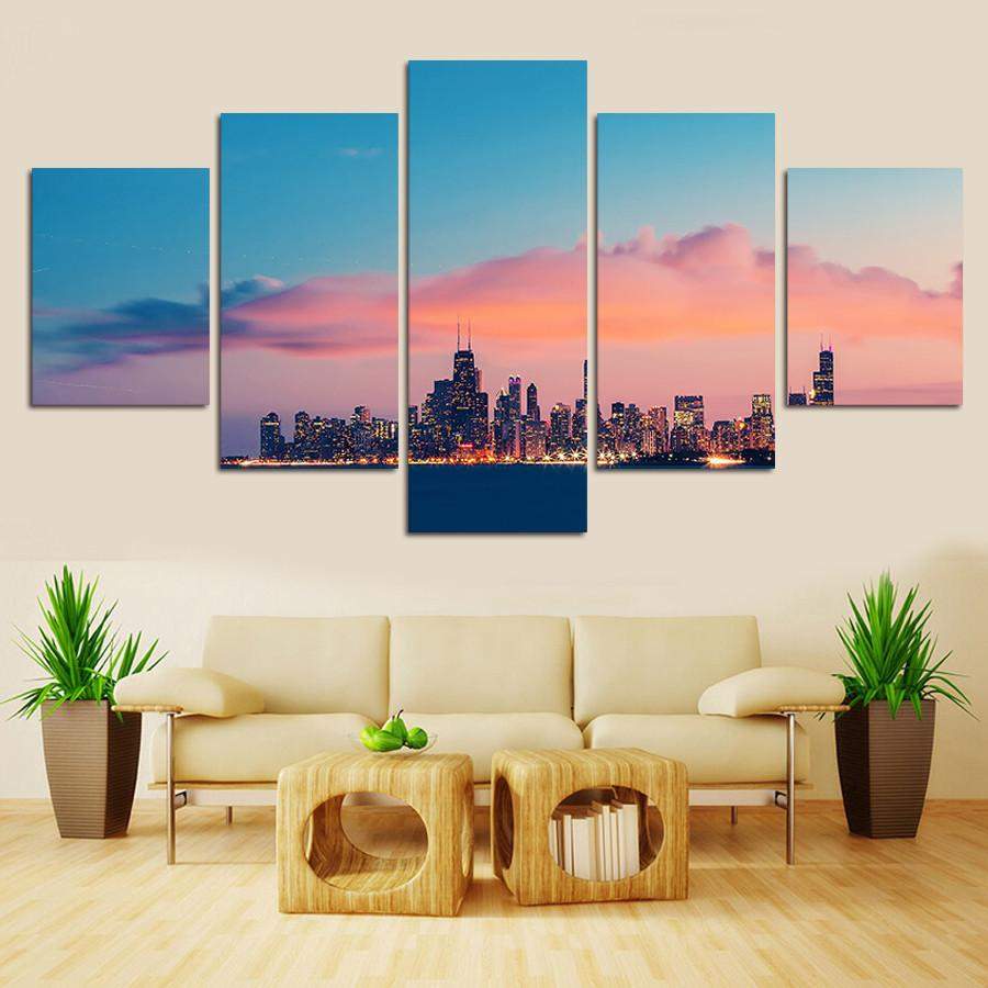 Pinkish Skyline Canvas Wall Art Pinkish Skyline Canvas Wall Art