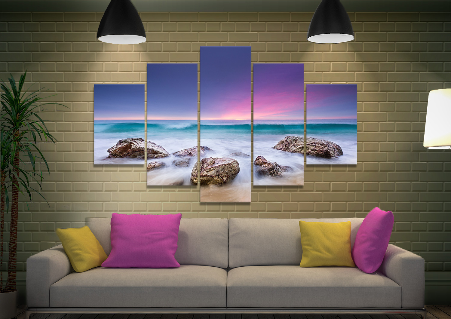 Purple Hued Sunset Canvas Wall Art