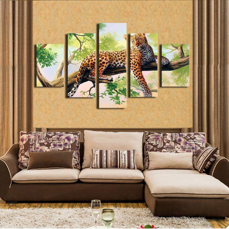 Dark Red Leopard On The Tree Canvas Wall Art Dark Red Leopard On The Tree Canvas Wall Art