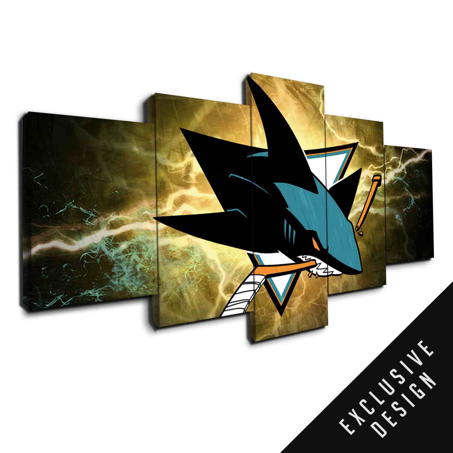 San Jose Sharks NHL Team Thunderbolt Canvas Wall Art