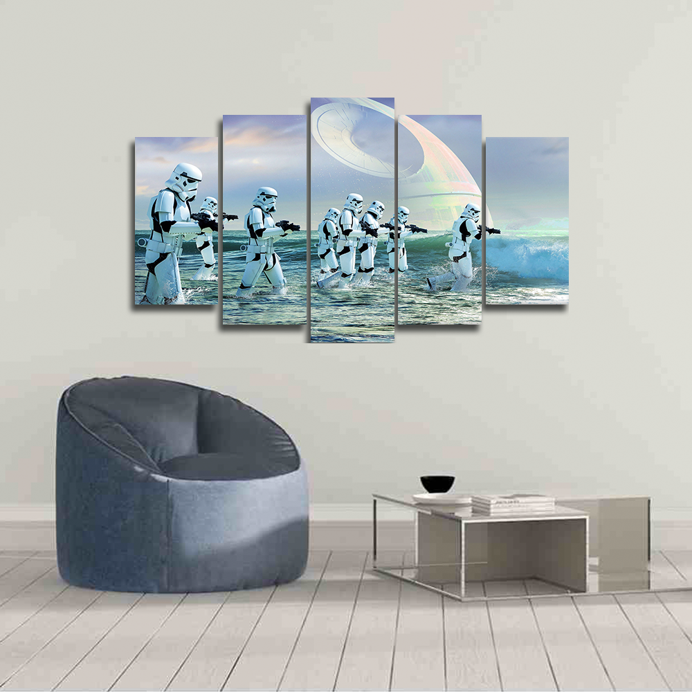 Stormtroppers And Death Star Canvas Wall Art