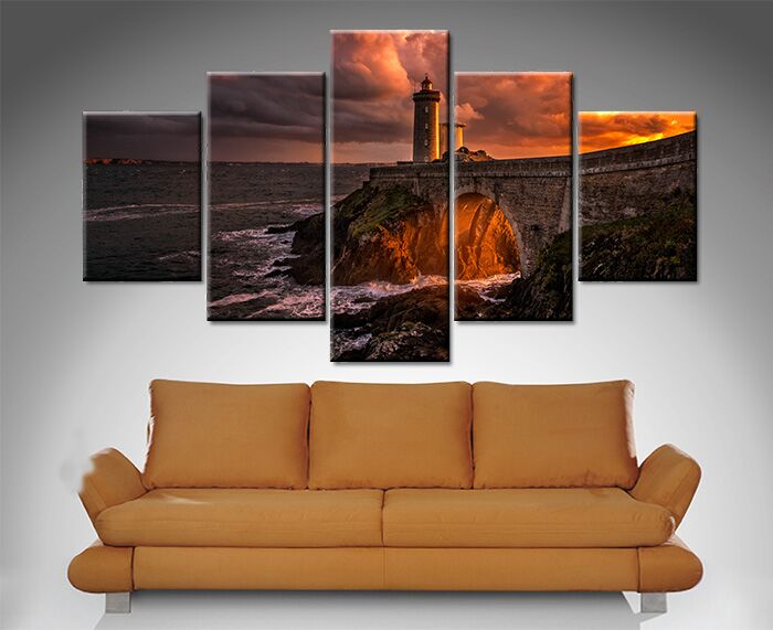 Sunset Lighthouse Canvas Wall Art