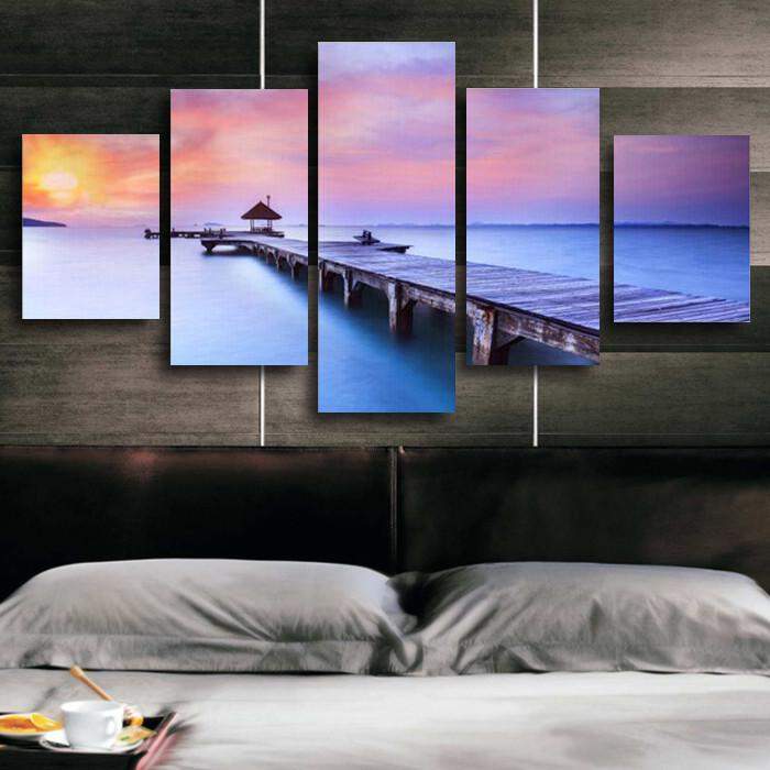 Sunset Seascape Blue Seawater Canvas Wall Art