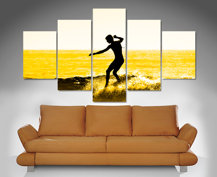 Sunset Surfer Split Canvas Wall Art