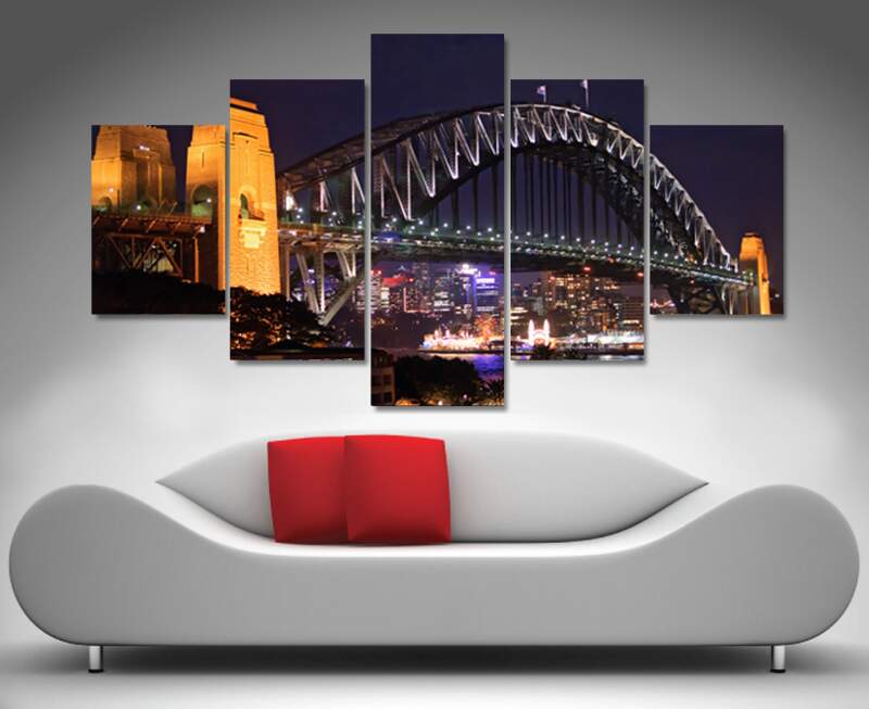 Sydney Harbour At Night Canvas Wall Art
