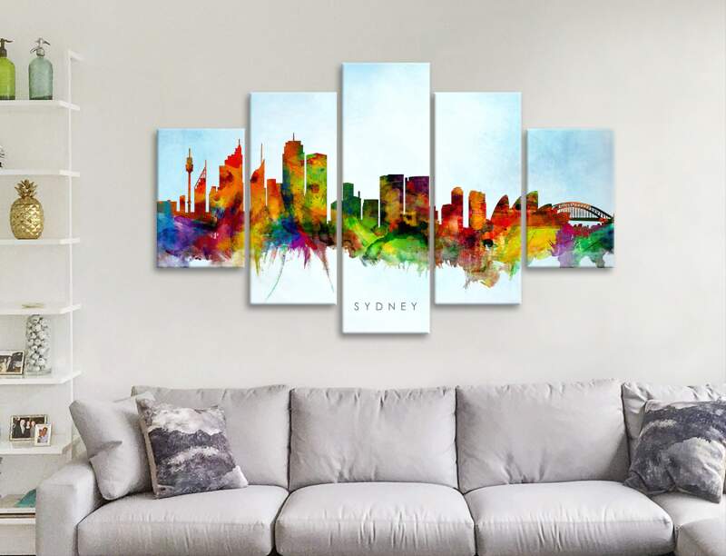Sydney Skyline Split-Diamond Canvas Wall Art Sydney Skyline Split-Diamond Canvas Wall Art