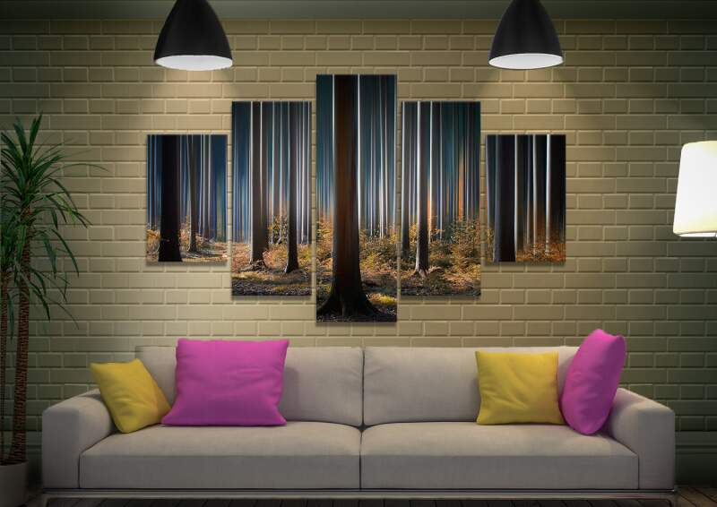 Tall Trees Split-Diamond Set Canvas Wall Art