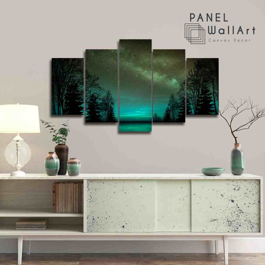 Turquoise Starry Night And Galaxy Canvas Wall Art