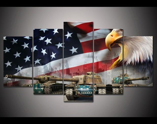 Usa Country Flag Art With Big Eagle Canvas Wall Art Usa Country Flag Art With Big Eagle Canvas Wall Art