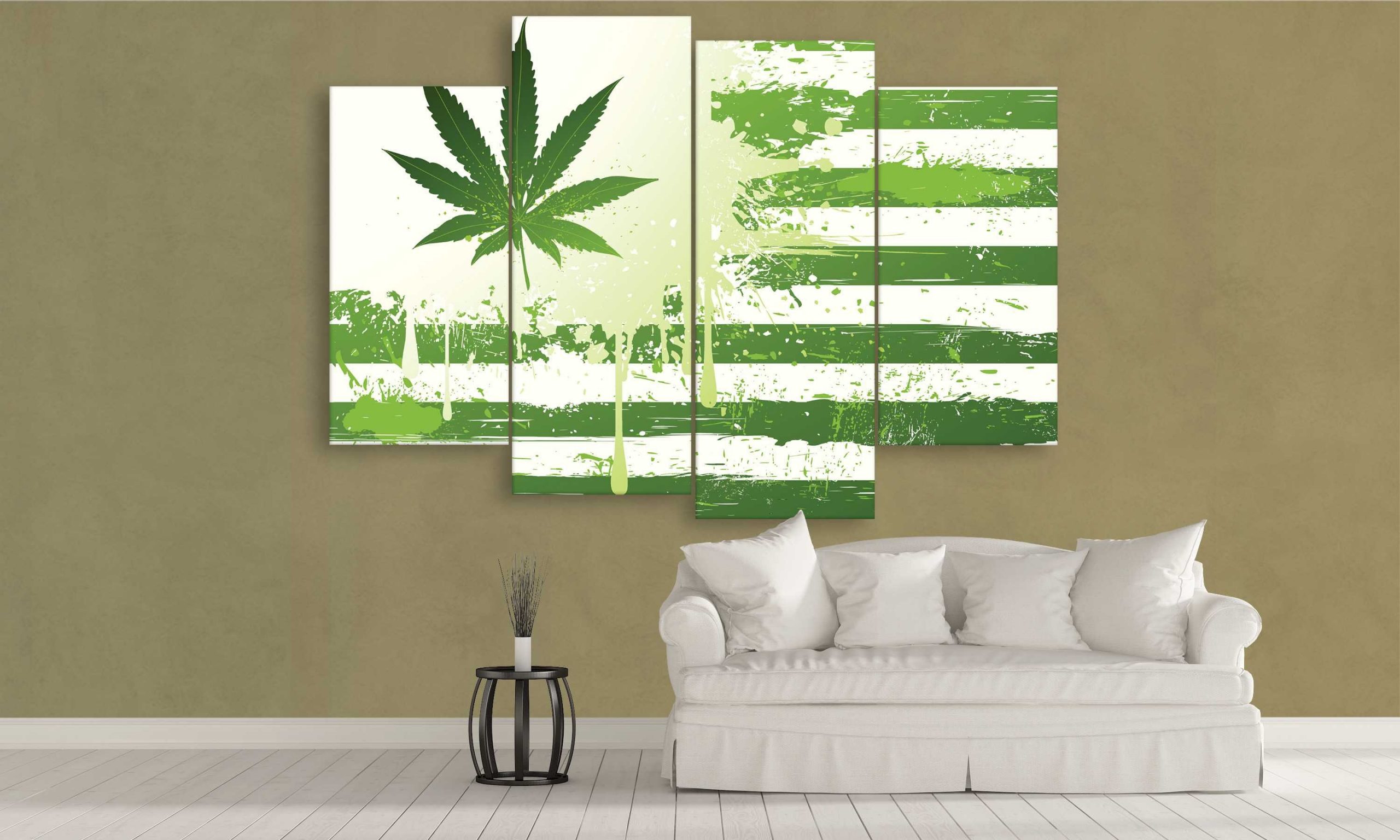 Green Weed Flag Art Canvas Wall Art Green Weed Flag Art Canvas Wall Art