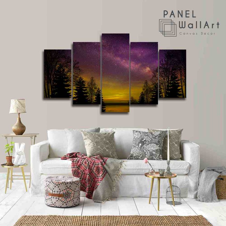 Yellow And Purple Milky Way Galaxy Canvas Wall Art