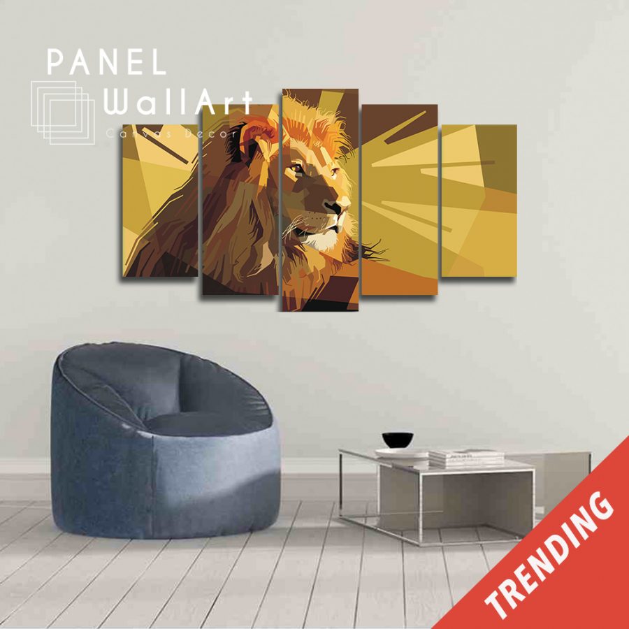 Yellow Modern Lion Canvas Wall Art